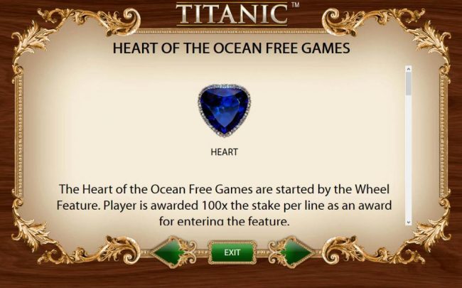 Heart of the Ocean Free Games Feature are started by the Wheel Feature.