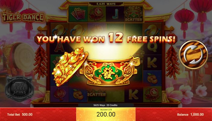 12 Free Spins Awarded