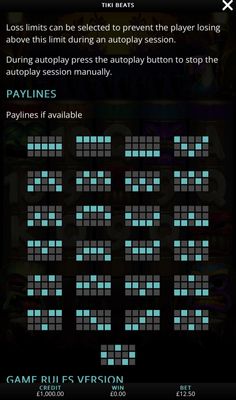 Paylines 1-25