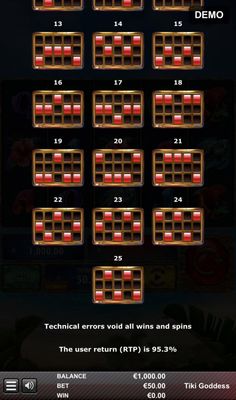 Paylines 16-25