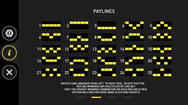 Paylines 1-25