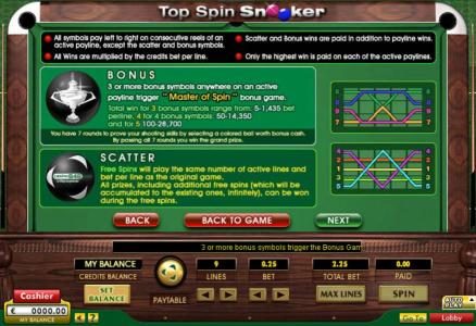 General Game Rules, Bonus Rules, Scatter Rules and Payline Diagrams