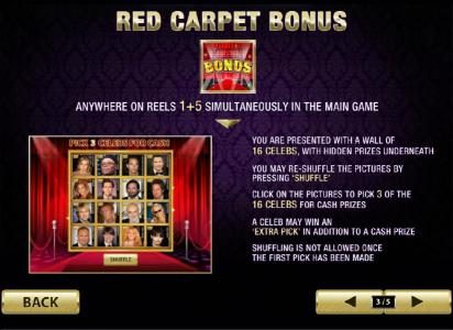 red carpet bonus anywhere on reels 1 and 5