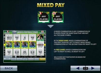 mixed pay, a mixed combination is any combination of players from the same team that are not all the same symbol