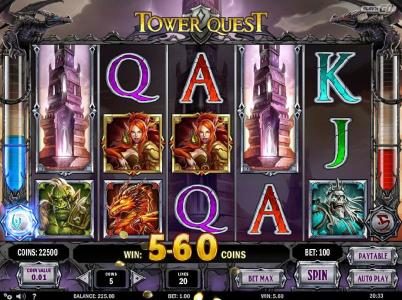 tower wild triggers a 560 coins big win