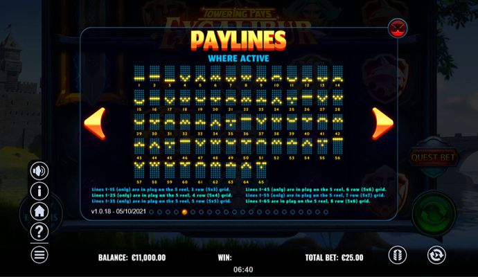 paylines 1-65