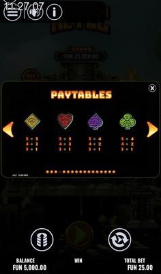 Low Value Symbols Paytable