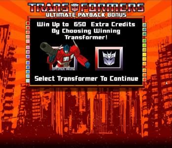 win up to 650 extra credits by choosing winning transformer