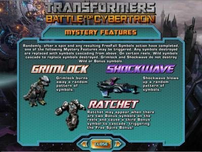 mystery features - grimlock, shockwave and ratchet rules