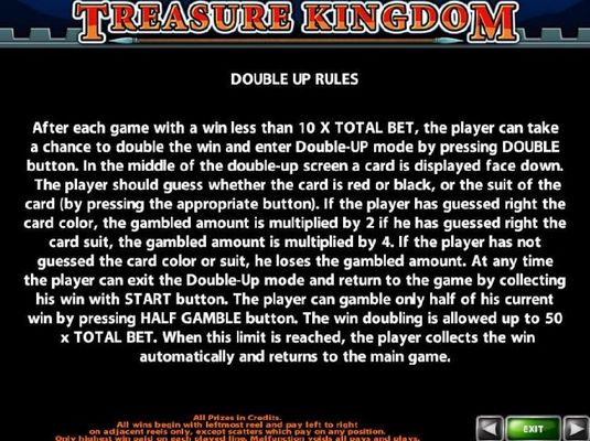 Double Up Gamble Feature Rules