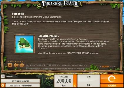 Free spins and Island Hop Bonus Feature how to play and rules