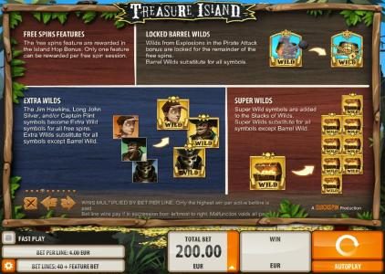 Free Spins Features, Locked Barrel Wilds, Extra Wilds and Super Wilds