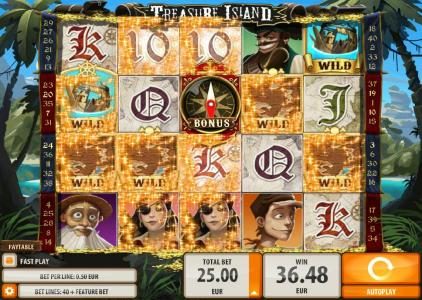 Pirate Attack feature wilds triggers multiple winning paylines