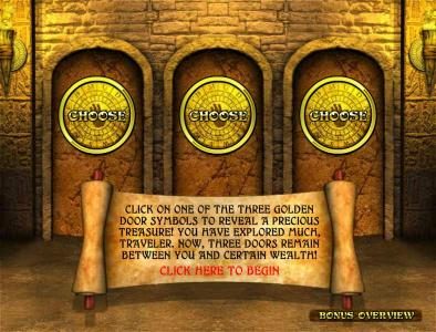 click on one of the three golden door symbols to reveal a precious tresure.