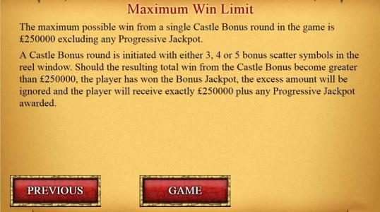 Maximum Win Limit $250,000