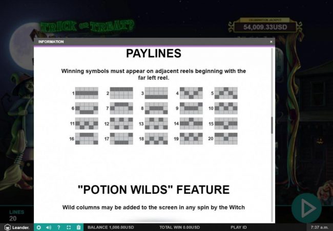 Paylines 1-20