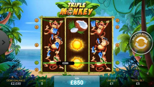 Monkey Respin feature leads to an 850.00 mega win.