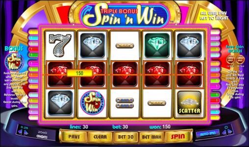 here is an example of a five of a kind paying out a 150 coin jackpot