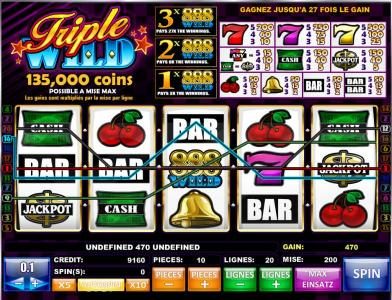 multiple winning paylines triggers a 470 coin big win