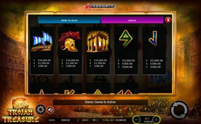 Medium Value Slot Game  Symbols Feature Paytable.