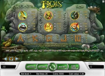 slot game symbols paytable and payline diagrams