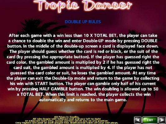 Double Up Gamble Feature Rules