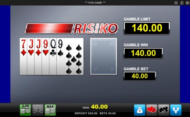 Gamble Feature - To gamble any win press Gamble then select Red or Black.