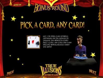 pick a card, any card bonus round rules