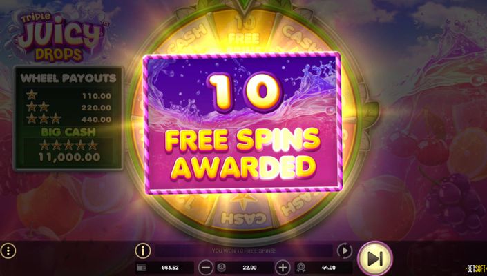 Triple Juicy Drops :: 10 Free Spins Awarded