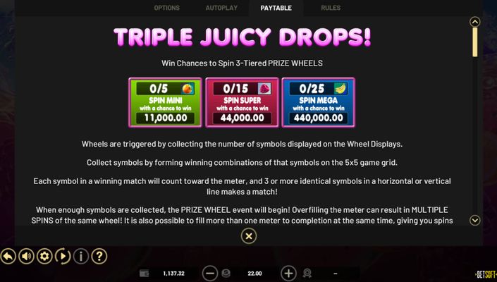 Triple Juicy Drops :: Feature Rules
