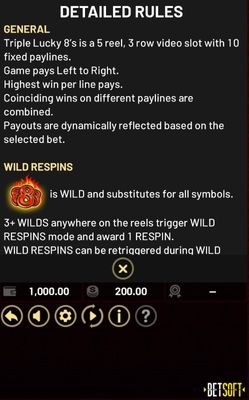 Triple Lucky 8's :: Feature Rules 1