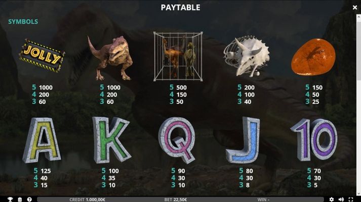 T-Rex Adventure :: Paytable