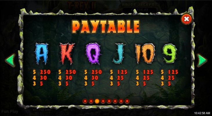 Paytable - Low Value Symbols