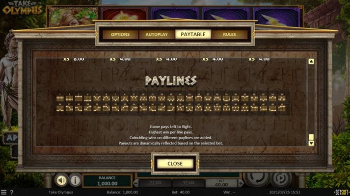 Paylines 1-50