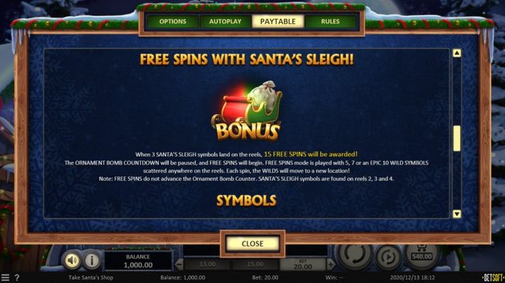 Take Santa's Shop :: Free Spin Feature Rules