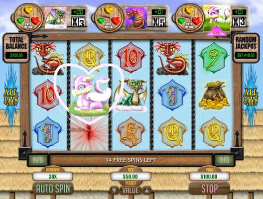 Tea Cup Dragons :: Collect dragons during free spins to earn a win multiplier