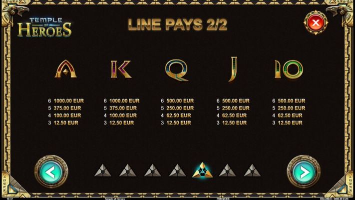 Paytable - Low Value Symbols