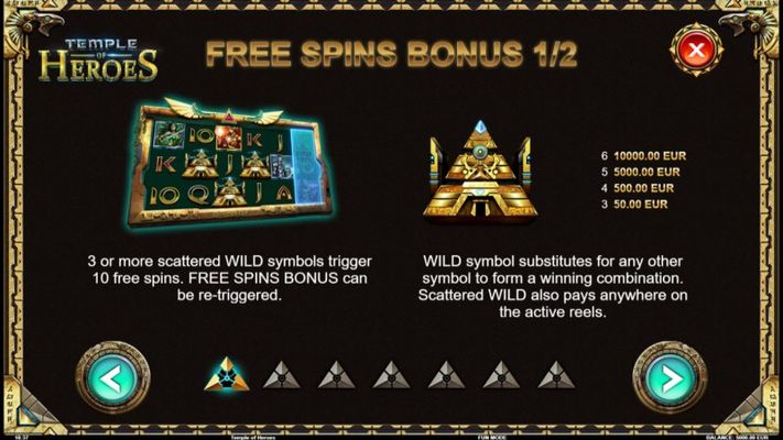 Temple of Heroes :: Free Spins Rules