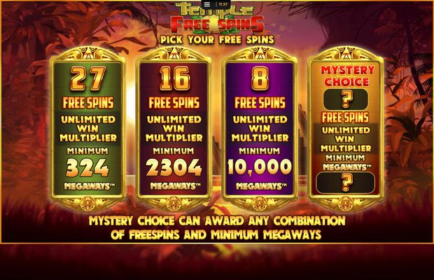 Temple of Treasure Megaways :: Select a free spins feature to play