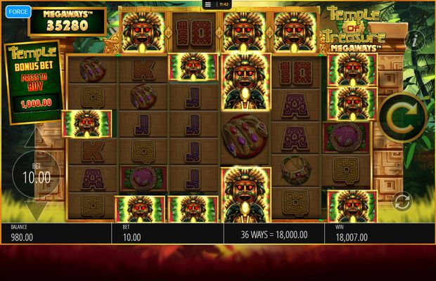 Temple of Treasure Megaways :: High value symbol win triggers a colossal win