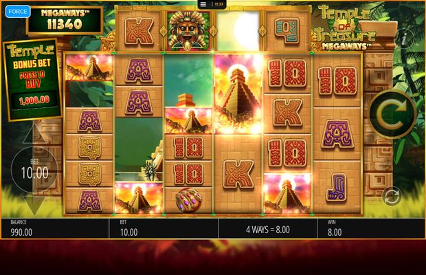 Temple of Treasure Megaways :: Any winning combination triggers the cascading reels feature