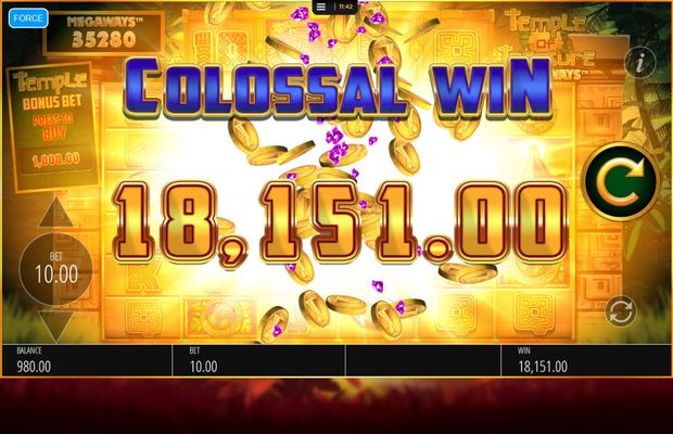 Temple of Treasure Megaways :: Multiple winning combinations triggers a colossal payout