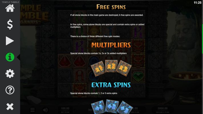 Temple Tumble :: Free Spins Rules