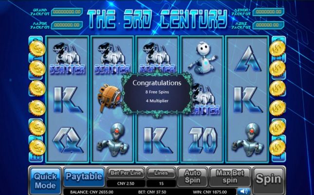 Scatter symbols triggers the free spins feature