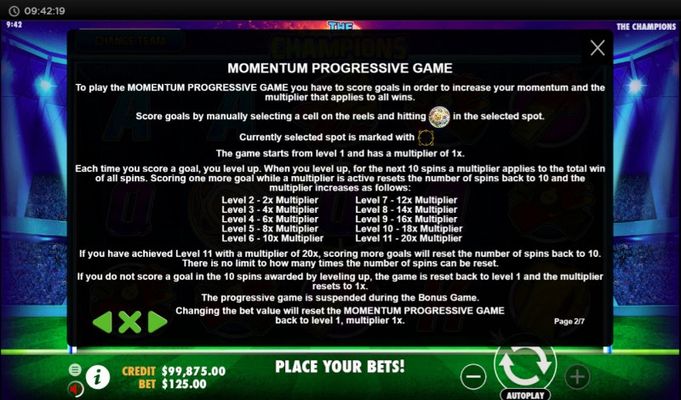 Momentum Progressive Game