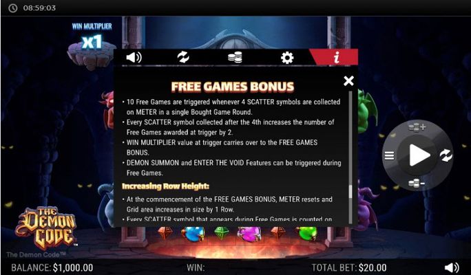 The Demon Code :: Free Spins Rules