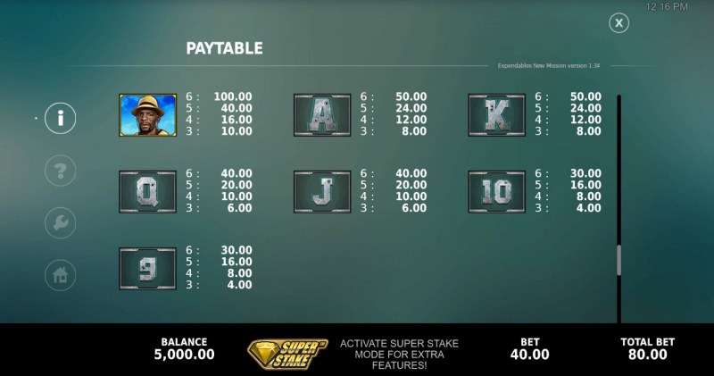 Paytable - Low Value Symbols