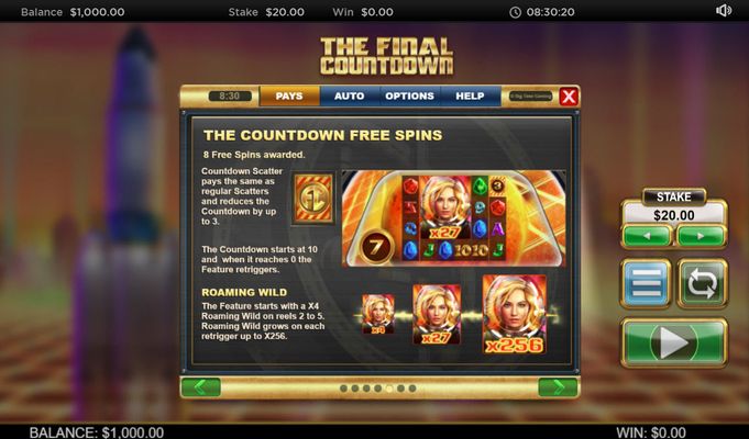 The Final Countdown :: Free Spins Rules