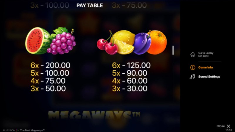 Paytable - Low Value Symbols