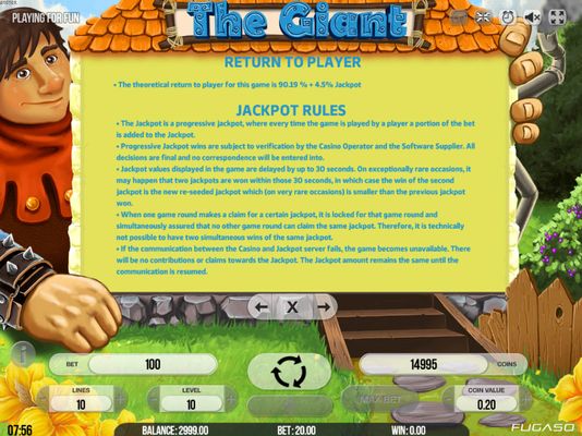 The Giant :: Jackpot Rules